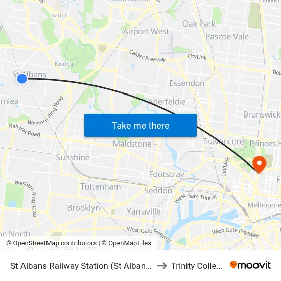 St Albans Railway Station (St Albans) to Trinity College map