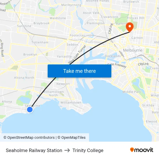 Seaholme Railway Station to Trinity College map