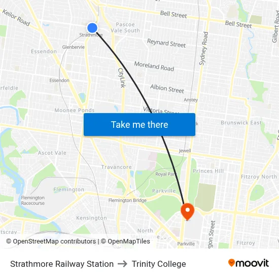 Strathmore Railway Station to Trinity College map