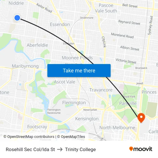Rosehill Sec Col/Ida St to Trinity College map