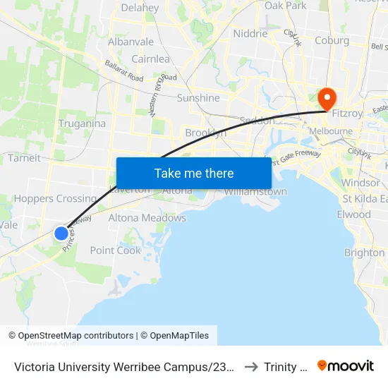 Victoria University Werribee Campus/235 Hoppers Lane to Trinity College map