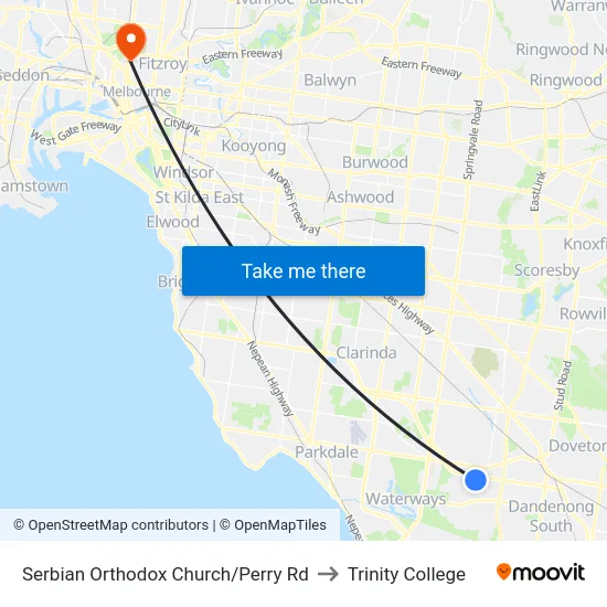 Serbian Orthodox Church/Perry Rd to Trinity College map
