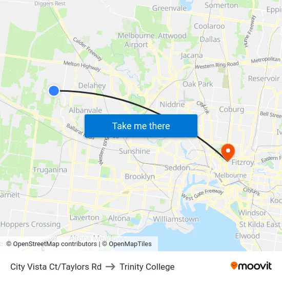 City Vista Ct/Taylors Rd to Trinity College map