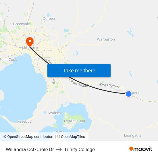 Willandra Cct/Crole Dr to Trinity College map
