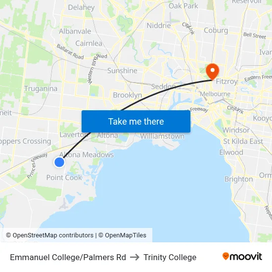 Emmanuel College/Palmers Rd to Trinity College map