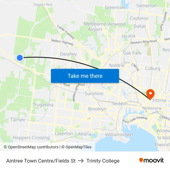Aintree Town Centre/Fields St to Trinity College map