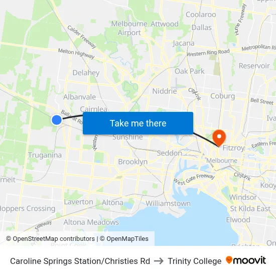Caroline Springs Station/Christies Rd to Trinity College map