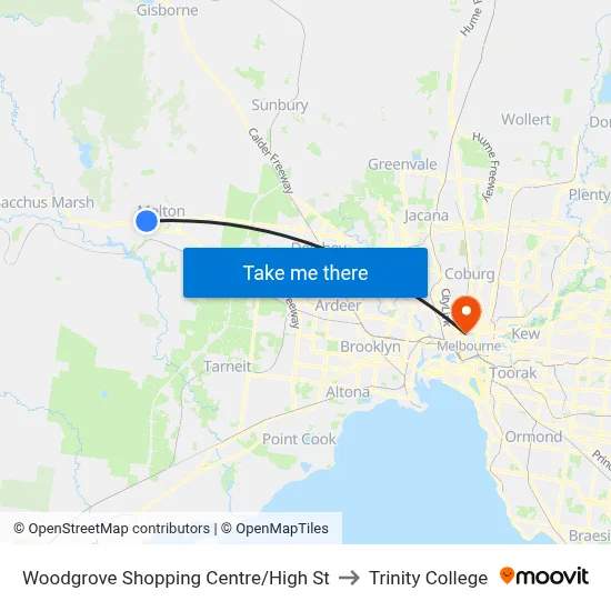 Woodgrove Shopping Centre/High St to Trinity College map