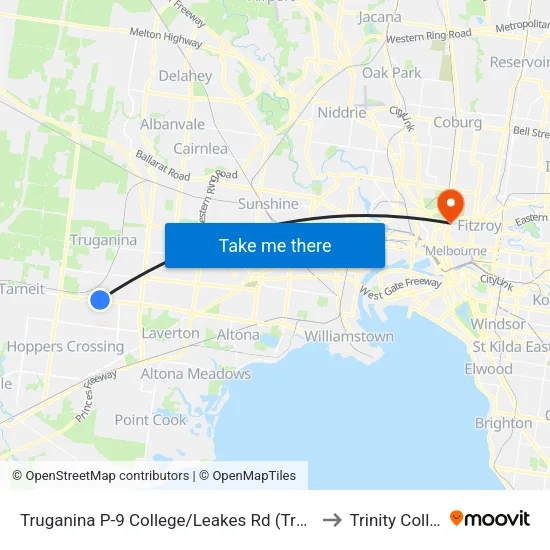 Truganina P-9 College/Leakes Rd to Trinity College map