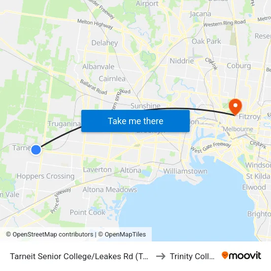 Tarneit Senior College/Leakes Rd to Trinity College map