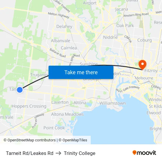 Tarneit Rd/Leakes Rd to Trinity College map
