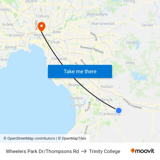 Wheelers Park Dr/Thompsons Rd to Trinity College map