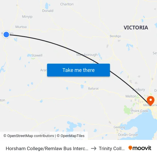 Horsham College/Remlaw Bus Interchange to Trinity College map