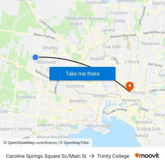 Caroline Springs Square Sc/Main St to Trinity College map