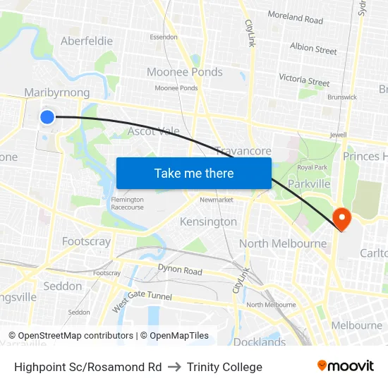 Highpoint Sc/Rosamond Rd to Trinity College map