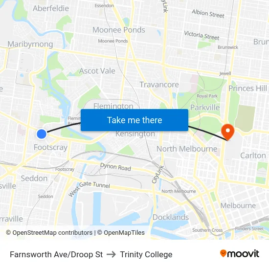 Farnsworth Ave/Droop St to Trinity College map