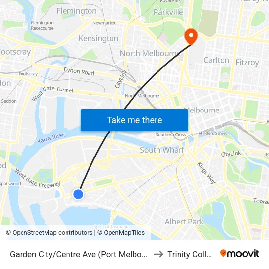 Garden City/Centre Ave to Trinity College map