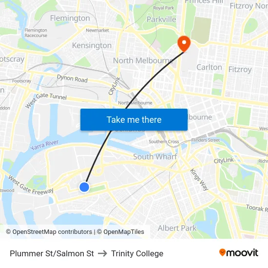 Plummer St/Salmon St to Trinity College map