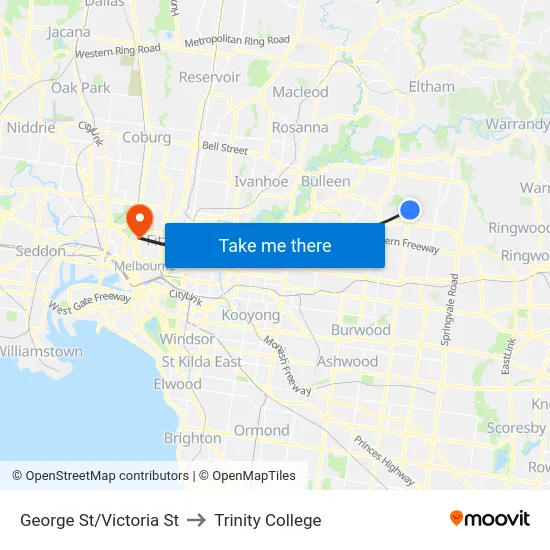George St/Victoria St to Trinity College map