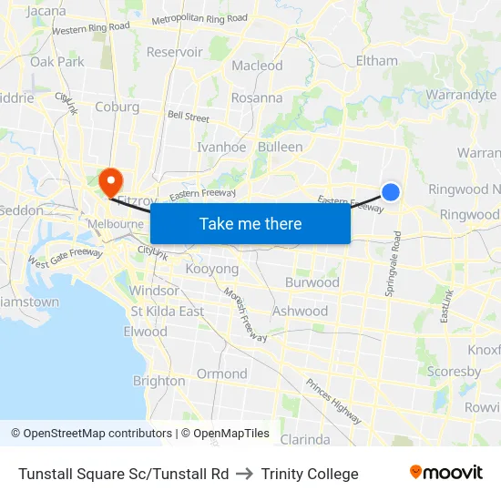 Tunstall Square Sc/Tunstall Rd to Trinity College map