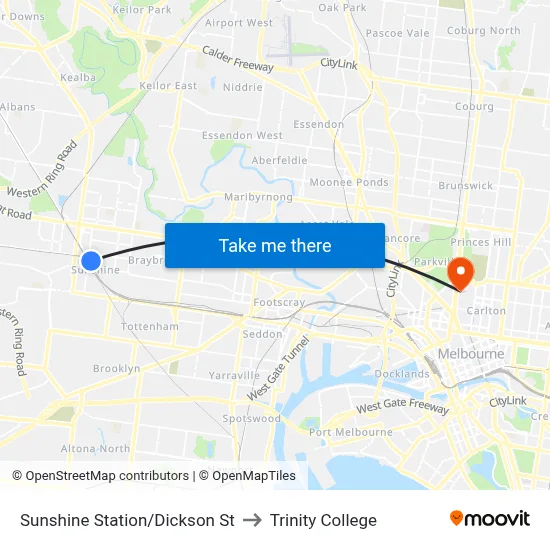 Sunshine Station/Dickson St to Trinity College map