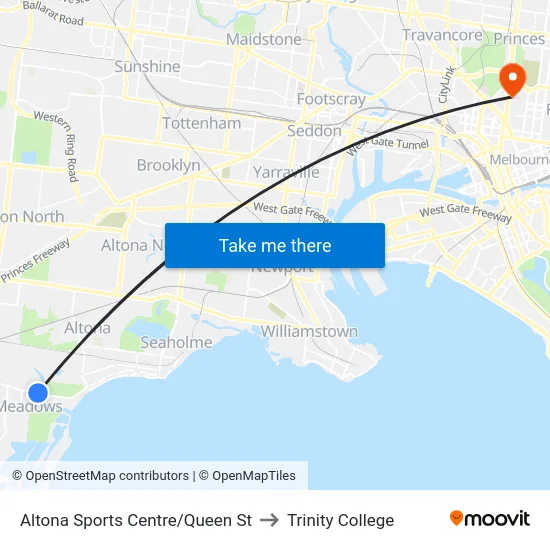 Altona Sports Centre/Queen St to Trinity College map