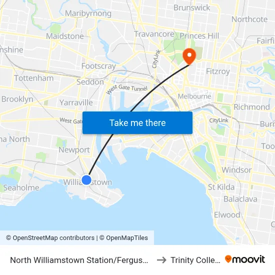 North Williamstown Station/Ferguson St to Trinity College map