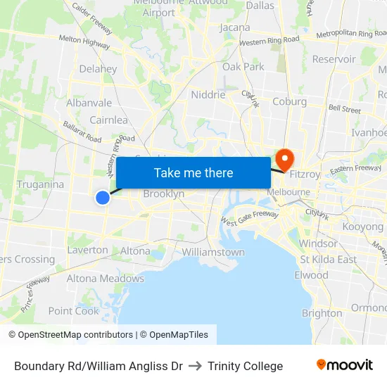Boundary Rd/William Angliss Dr to Trinity College map