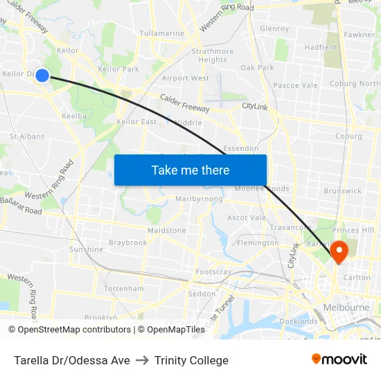 Tarella Dr/Odessa Ave to Trinity College map
