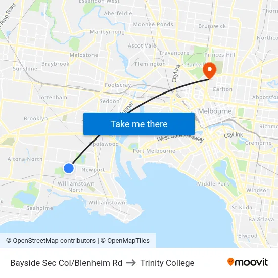 Bayside Sec Col/Blenheim Rd to Trinity College map