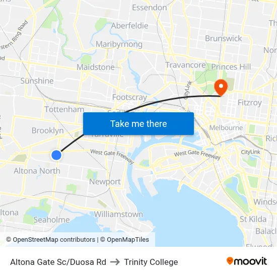 Altona Gate Sc/Duosa Rd to Trinity College map