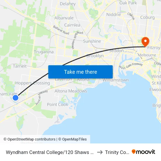 Wyndham Central College/Shaws Rd to Trinity College map