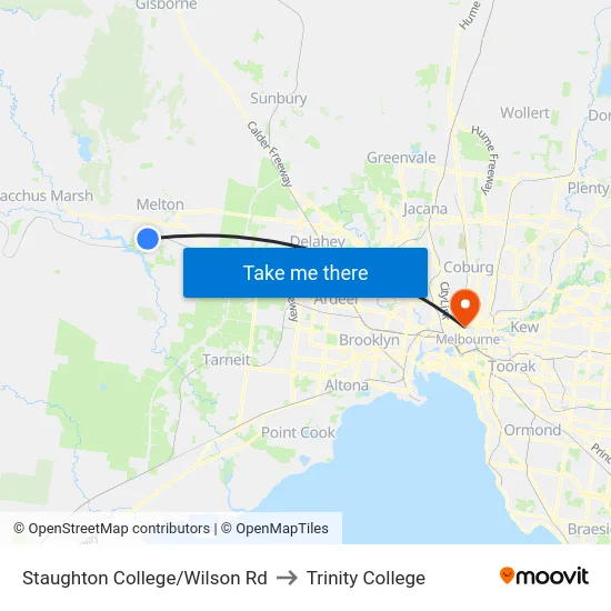 Staughton College/Wilson Rd to Trinity College map