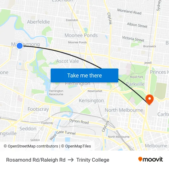Rosamond Rd/Raleigh Rd to Trinity College map