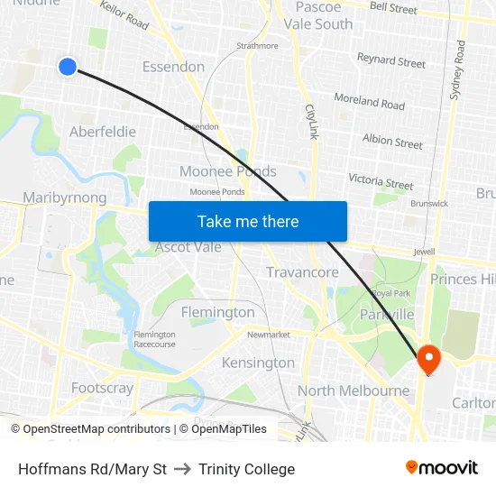 Hoffmans Rd/Mary St to Trinity College map