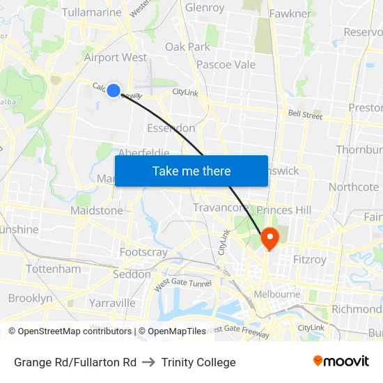 Grange Rd/Fullarton Rd to Trinity College map