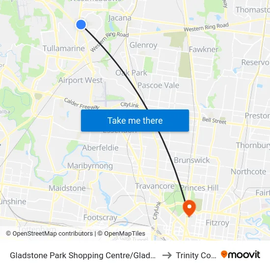 Gladstone Park Shopping Centre/Gladstone Park Dr to Trinity College map