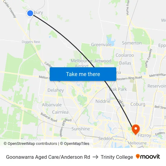 Goonawarra Aged Care/Anderson Rd to Trinity College map