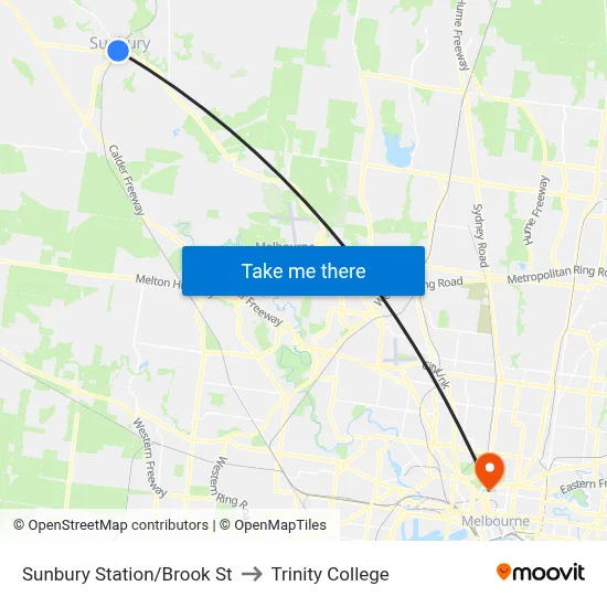 Sunbury Station/Brook St to Trinity College map