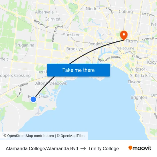 Alamanda College/Alamanda Bvd to Trinity College map