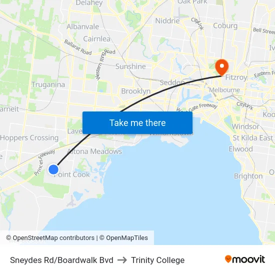 Sneydes Rd/Boardwalk Bvd to Trinity College map