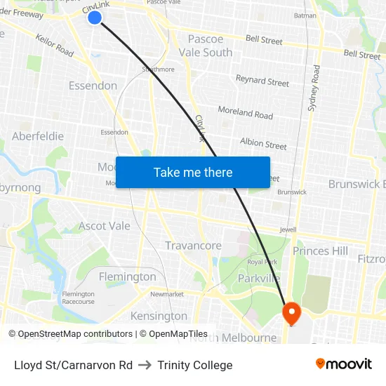 Lloyd St/Carnarvon Rd to Trinity College map