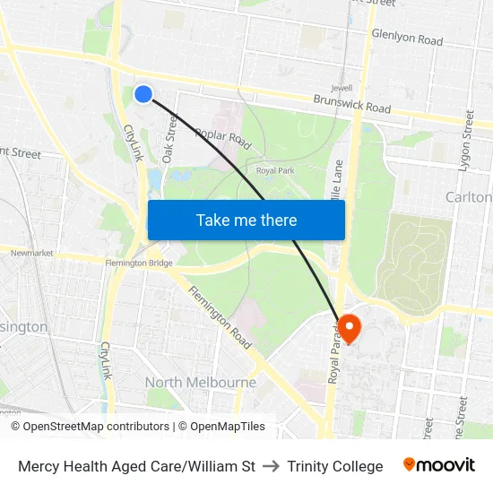 Mercy Health Aged Care/William St to Trinity College map