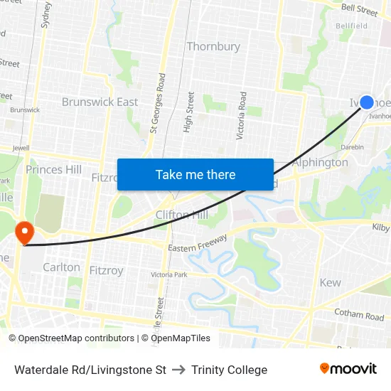 Waterdale Rd/Livingstone St to Trinity College map