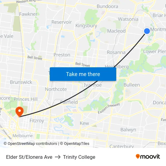 Elder St/Elonera Ave to Trinity College map