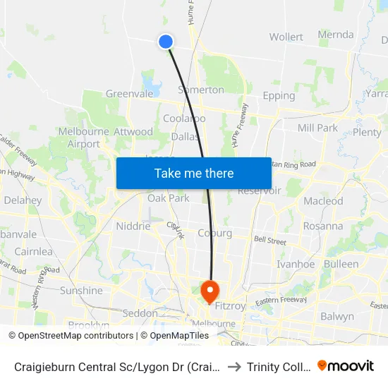 Craigieburn Central Sc/Lygon Dr to Trinity College map