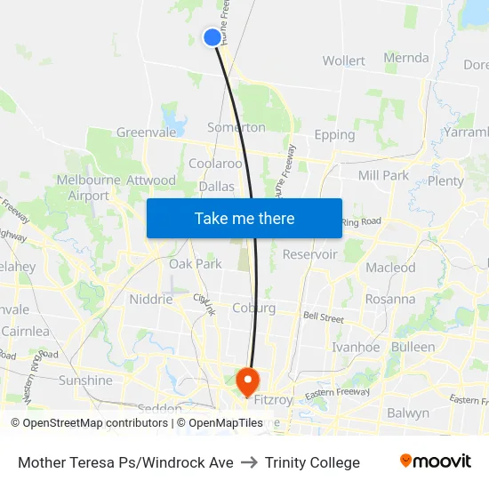 Mother Teresa Ps/Windrock Ave to Trinity College map