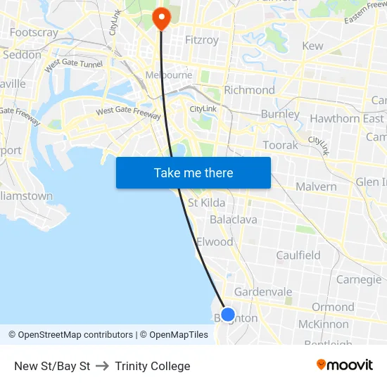New St/Bay St to Trinity College map