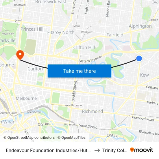 Endeavour Foundation Industries/Hutchinson Dr to Trinity College map