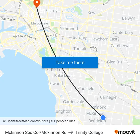 Mckinnon Sec Col/Mckinnon Rd to Trinity College map